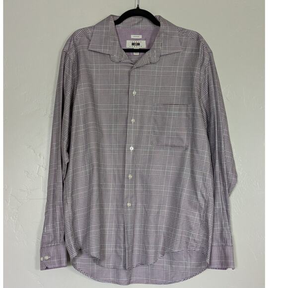 Joseph Abbound Button‎ Down Mens XL Plaid Cotton Shirt 'non iron' Purple Office - Picture 1 of 6